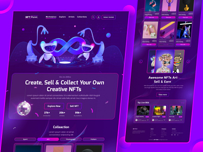 NFT Marketplace Website Landing Page Ui Design