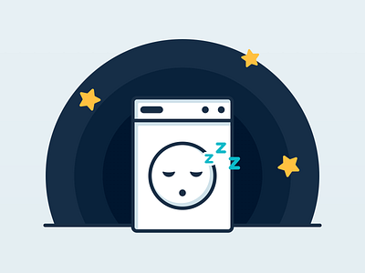 Washy Sleeping app design empty screen illustration mobile night order sleeping washing machine