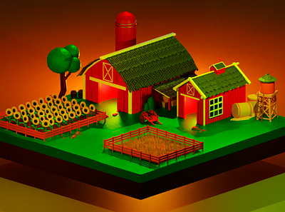 Village Farm 3d artwork blender farm graphic design low poly low poly farm lowpoly polygonal