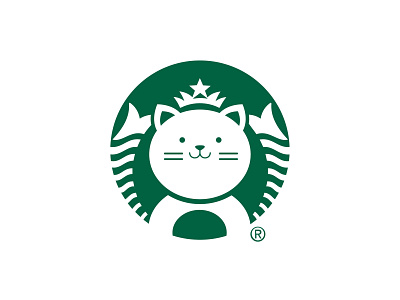 Cat face icon / starbucks app design flat icon illustration illustrator logo minimal ui vector