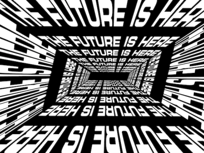 the future is here 3d animation branding design dynamic typography futuristic graphic design illustration meta meta verse modern modern design motion graphics