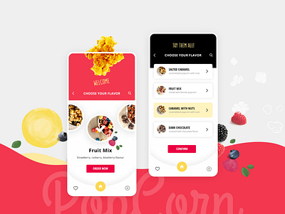 PopCorn LasVegas adobe xd app design clean colour palette colours design food illustration illustrator mobile app photography photoshop red typography ui uidesign ux web