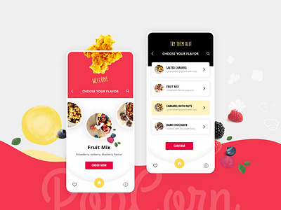 PopCorn LasVegas adobe xd app design clean colour palette colours design food illustration illustrator mobile app photography photoshop red typography ui uidesign ux web