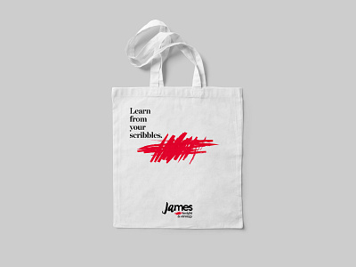 James / Insight & Strategy bag branding brasil brazil design illustration insight james look and feel pink promotional research sao paulo scribble scribbles strategy tote totebag typography white