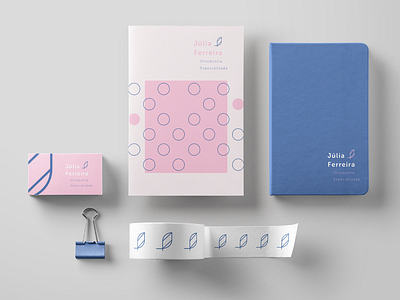 Júlia Ferreira - Ortodontia Especializada blue brand branding brasil brazil dentist design font icon lettering logo look and feel mockup reliability tranquility trust type typography vector visual identity