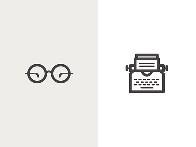 Glasses & Typewriter byliner eyeglasses flat glasses icon illustration line illustration typewriter