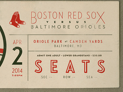 Red Sox Ticket baseball boston red sox illustration neutraface ticket typography