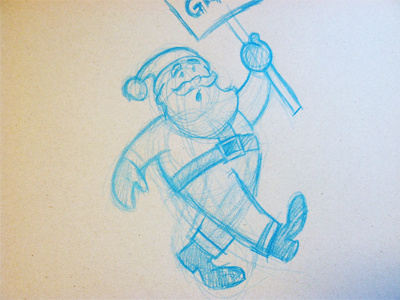Picketing Santa christmas hatchback illustration picket picketing protest rough draft santa claus sketch