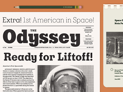 Ready for Liftoff fonts halftone illustration newspaper odyssey pencil render space
