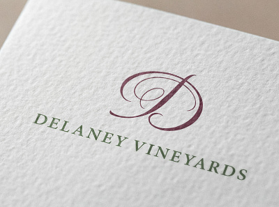 Delaney Vineyards calligraphy grape vine grapes letter d lettering tendrils vineyard vintner wine wine bottle wine label winery