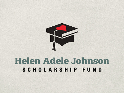 Helen Adele Johnson Scholarship Fund Branding books brand identity college education education branding graduation heart mortar board scholarship scholarship fund tassle tuition