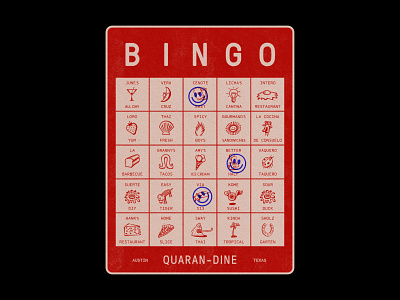 Quarandine Bingo - Austin, Texas austin bar bingo brewery card food paper quarantine red restaraunt texas texture typography