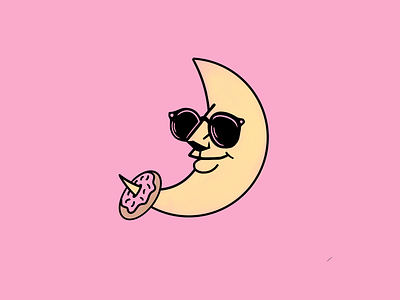 Sweet Moonlighting Gig bakery cool donut dude moon moonlight pasty pink