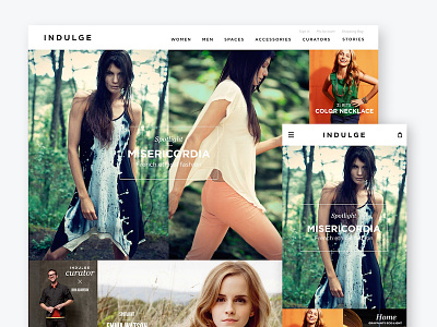 Indulge Shop catalog e commerce interface mobile product shop ux web design website