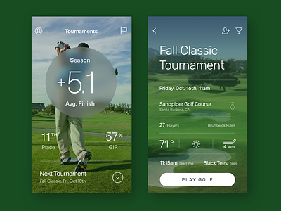 Golf Tournament App app design golf ios mobile ux