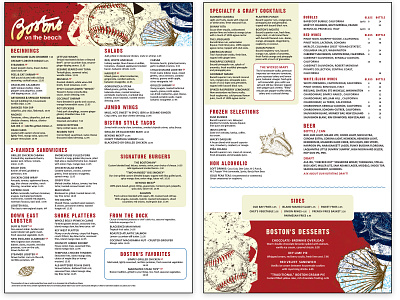 Boston's on the Beach graphic design menu