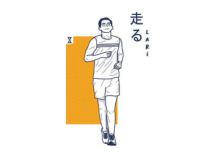 Running Man Line Art Style character design flat health healthy illustration japanese lifestyle lineart pose run running vector yellow