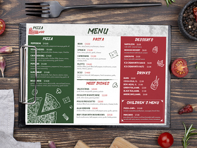 Pizzeria menu design graphic design illustration typography верстка иллюстратор меню менюпиццерии пиццерия