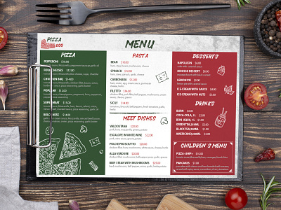 Pizzeria menu