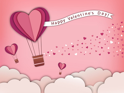 Postcard "Happy Valentine's Day" adobeillustrator baloon design graphic design heart illustration love pink valentinesday vector деньсвятоговалентина