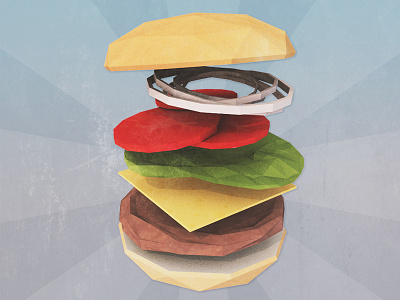 Hamburger!? 3d c4d hamburger hungry lowpoly photoshop