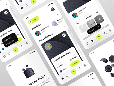Enefty - NFT Mobile Apps UI Kit 3d apps apps design black design ecommerce elegant gradient green marketplace minimalist nft nft apps nft website simple ui uidesign uiux uiuxdesign uxdesign