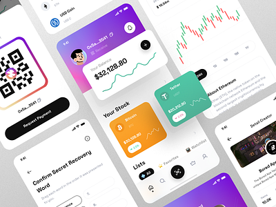 Crypee - Crypto Wallet Mobile Apps UI Kit apps bitcoin black crypto cryptocurrency cryptowallet design elegant finance gradient management minimalist simple ui uidesign uiux uiuxdesign uxdesign wallet