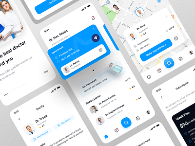 Doctify - Doctor Appointment Mobile Apps UI Kit appointment apps blue booking doctor doctor appointment elegance fitness health healthy light minimalist mobile apps ui uidesign uiux uiuxdesign uxdesign
