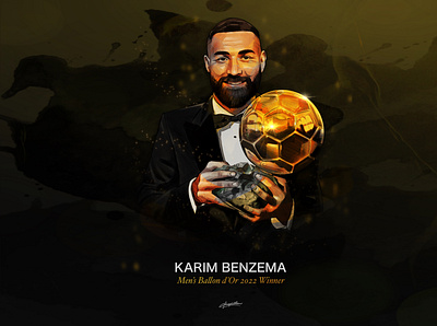 KARIM BENZEMA - Ballon d'Or 2022 Winner design illustration sports illustration