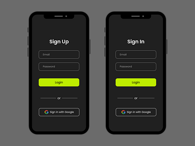 Simple Login and Sign up Page ( Dark ) ui