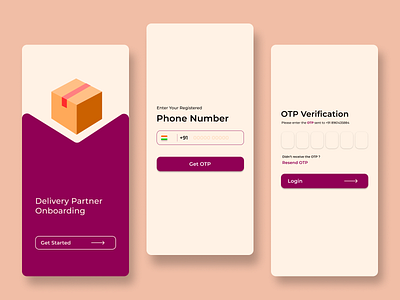 Simple Delivery Mangement App UI app ui delivery app ui delivery rider app ui design mobile app ui otp screen ui phone number ui app simple ui splash screen ui ui