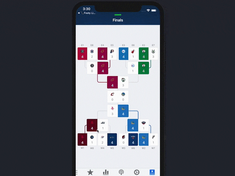 NBA Finals - Tournament grid UI