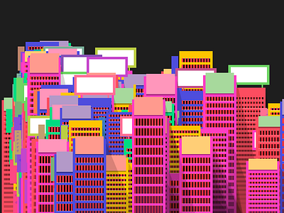 Seoul City banners buildings city grids illustration seoul windows