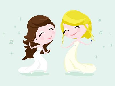 Brides dancing graphic design illustration love wedding