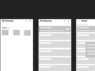 Email app wireframe UI