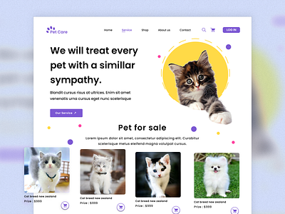 Pet Care - Creative pet care landing page design logo ui ui ux ux web design