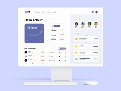 Vault - Online Bank Website balance bank colors dashboard desktop transfer flow website