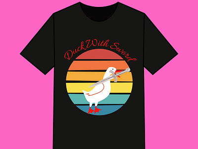 Duck With A Sword T shirt Design design graphic design illustration simple tshirt tshit designs typography