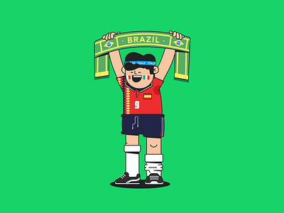 Tourist character flat outline world cup