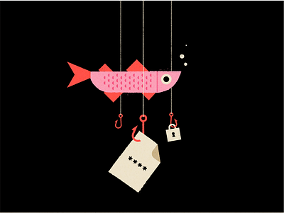 Phishing everywhere fish flat grain grunge hooks illustration phishing texture