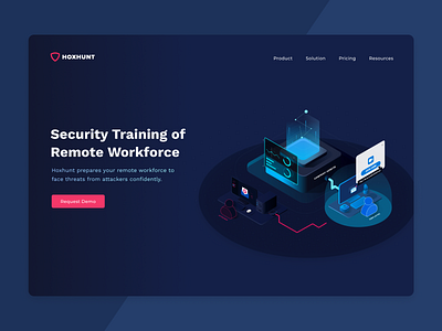 Landing page 3d cyber security dark theme gradient hero illustration landing page landing page design uidesign