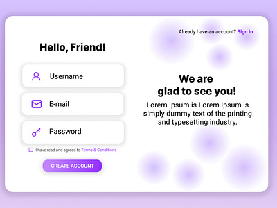 Daily UI :: 001
Sign up page