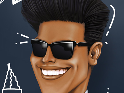 Bruno Mars caricature illustration photoshop