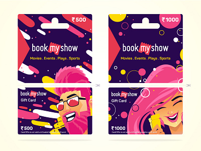 BookMyShow Gift Card redesign 2 card gift illustration mockup