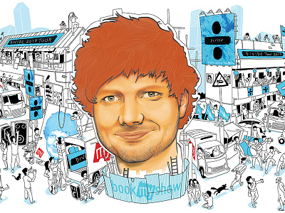 Illustration for ED Sheeran Mumbai concert concert crowd ed illustration mumbai sheeran