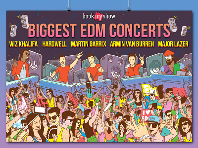 Poster design concert crowd dj edm concerts illustration music speakers