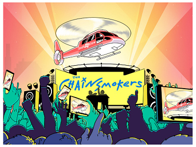 Banner design chopper concert crowd edm illustration music web banner
