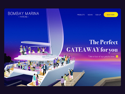 Landing Page boat illustration landing page sailing sea web yatch