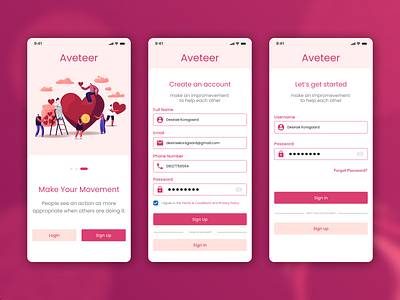 Daily UI #001 - Aveteer Volunteer App app graphic design ui volunteer