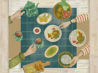 Dinner animation childrenillustration coloringbook coveralbum culinaryart culinaryillustration digitalart digitalartist digitalpainting food foodillustration foodpainting illustration illustrators menuillustration menuillustrators packaging painting picturebook vintageillustration